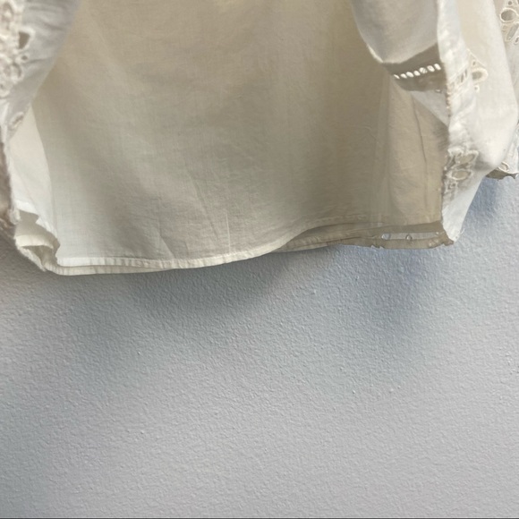 J.Crew Ruffle Neck Long Sleeve Eyelet Top Small - Picture 6 of 14